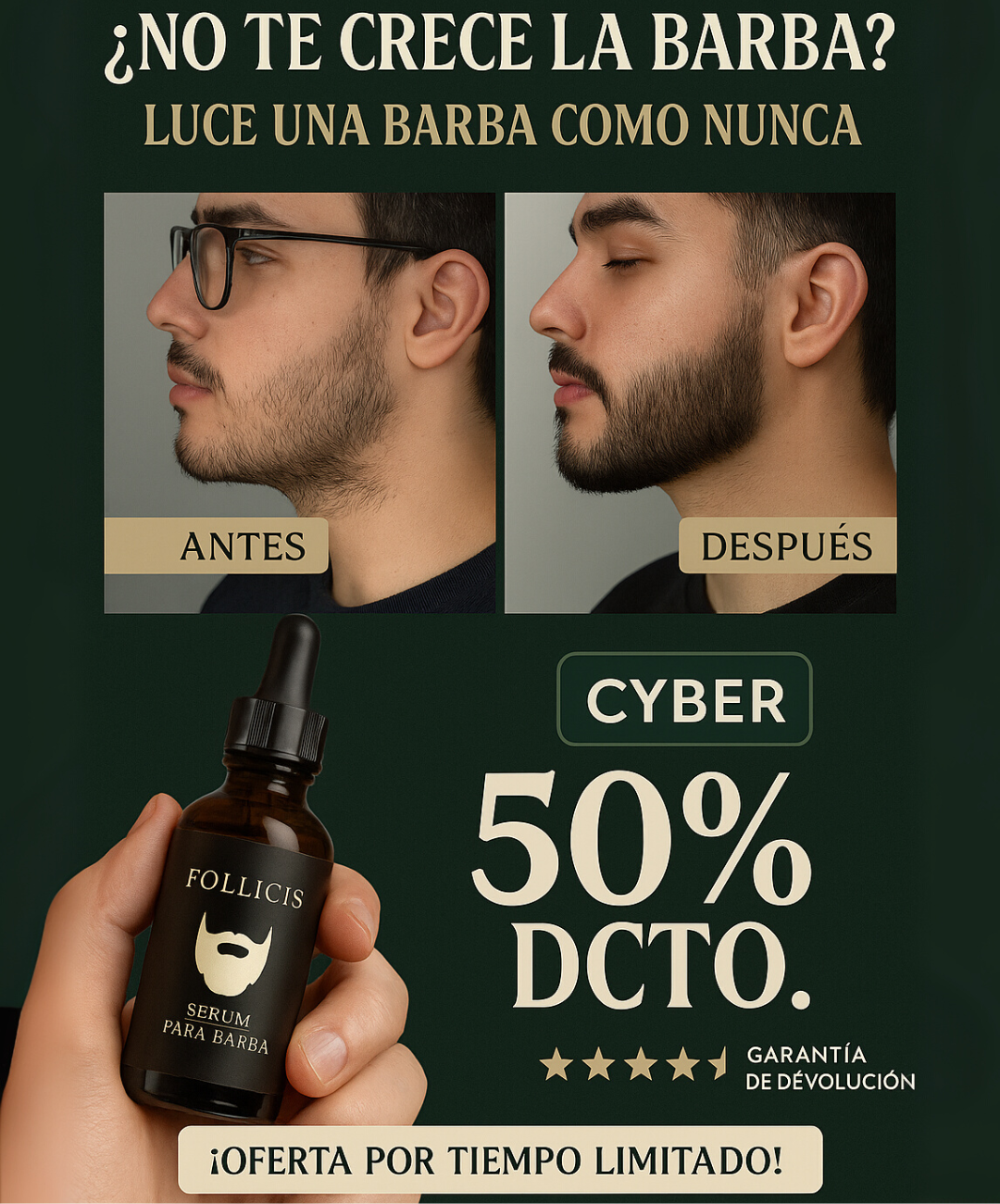 Tónico Para Barba + Roller Gratis